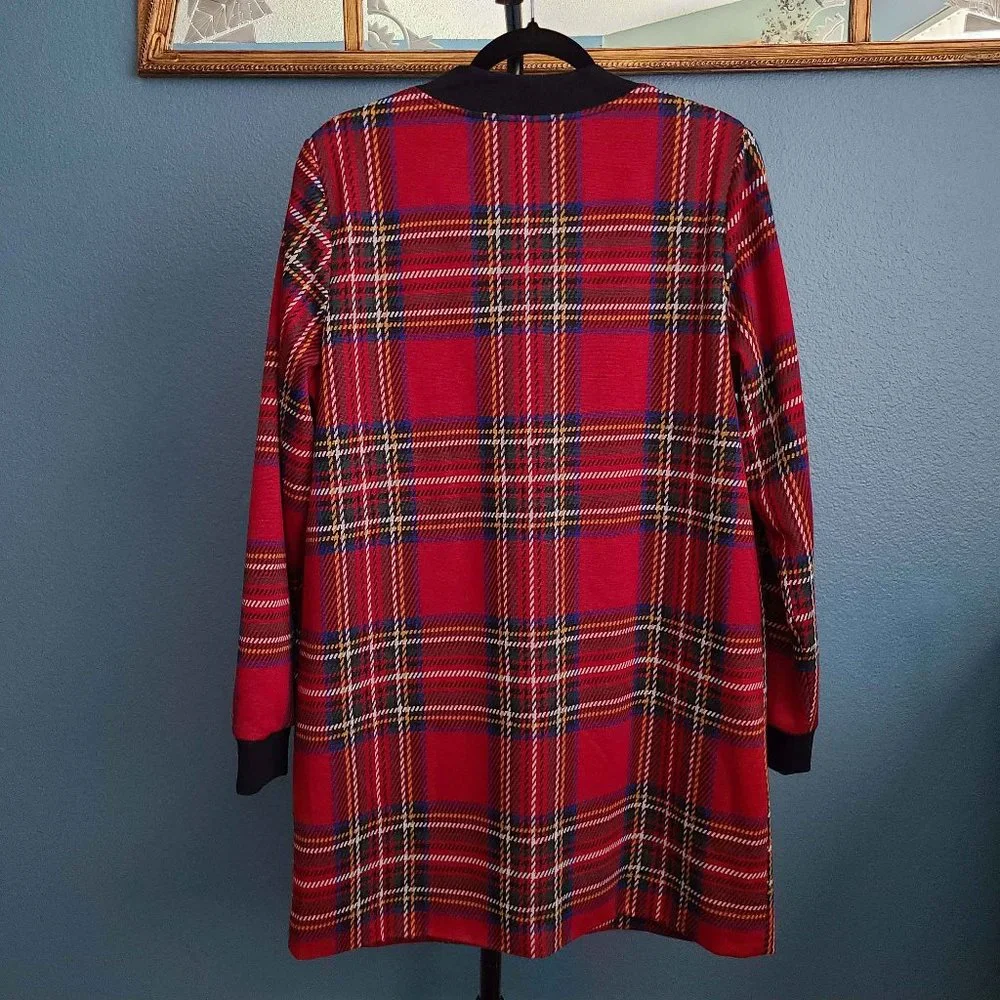 SANCTUARY ~ Red Plaid CITY Longline Bomber Jacket ~ XL (JR) | L (W) - Picture 4 of 12
